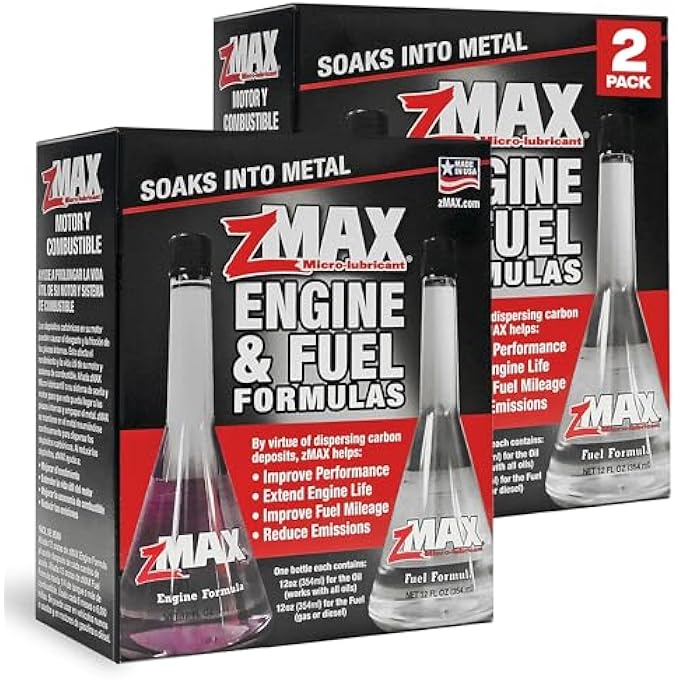 zMAX 58-011 - ENGINE & FUEL FORMULA KIT - EASY TO USE - REDUCES CARBON BUILD-UP & LUBRICATES METAL EXTENDING LIFE OF CAR OR TRUCK - RUNS EFFICIENTLY, IMPROVING GAS OR DIESEL MILEAGE - 12 OZ - 2 PACK - Image 1